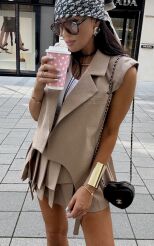 LA MILLA KAMIZELA OVERSIZE Z PASKAMI BEŻ