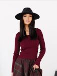 BY O LA LA...! PRĄŻKOWANY SWETER KARO BORDO (MERLOT) - 4