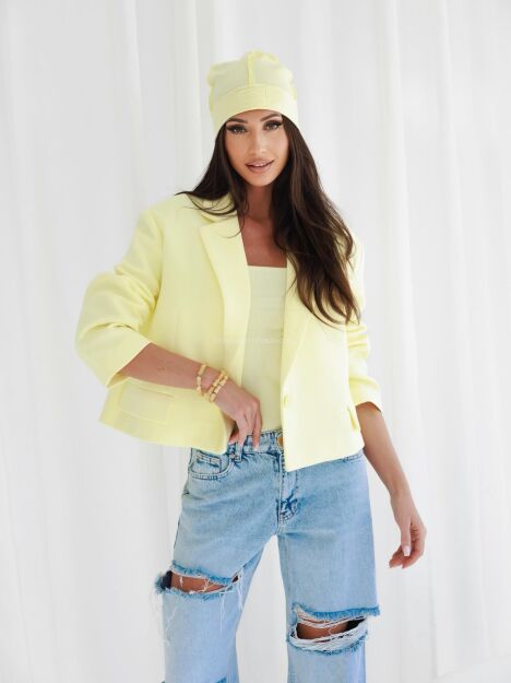 BY O LA LA! OVERSIZOWA MARYNARKA JEDEN GUZIK SUNSHINE (ŻÓŁTA)