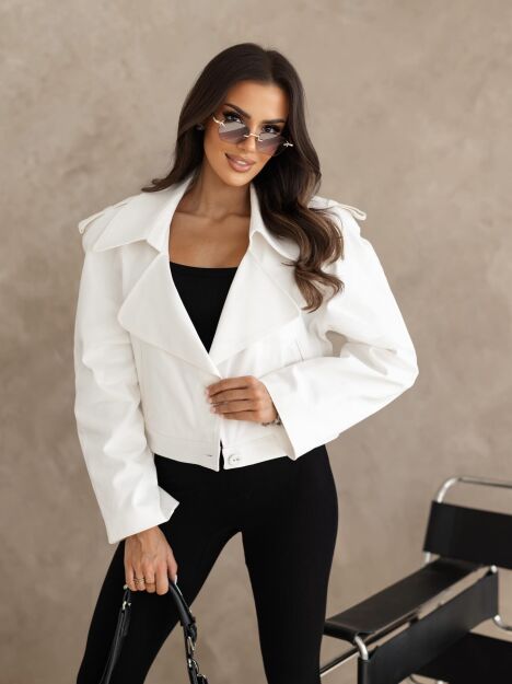 BY O LA LA! KRÓTKA KURTKA RAMONESKA PAGONY OFF WHITE