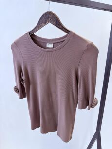 BY O LA LA! BLUZKA T-SHIRT PRĄŻEK ROSES KAKAO