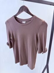 BY O LA LA! BLUZKA T-SHIRT PRĄŻEK ROSES KAKAO