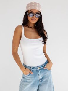 BY O LA LA...! PRĄŻKOWANA BLUZKA TOP ABIAH OFF WHITE