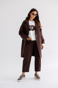 BY O LA LA! PŁASZCZ DRESOWY AUTUMN VIBES CHOCOMUS) CZEKOLADA