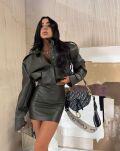 LA MILLA SPÓDNICA MINI Z ECO SKÓRY KHAKI - 3
