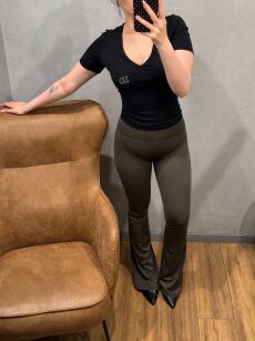 LADY DRAMA SPODNIE LEGGINSY DZWONY KHAKI