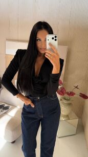 LA MILLA BODY Z RÓŻĄ I CHOKEREM CZARNE