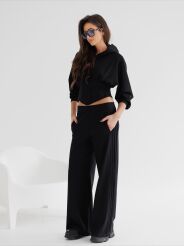 BY O LA LA...! KOMPLET BLUZA GORSET + SPODNIE CZARNY