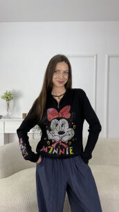 SWETER MINI MOUSE Z KATUREM CZARNY