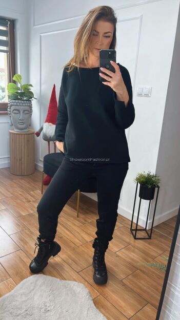 BY O LA LA...! KOMPLET DRES OCIEPLANY CZARNY