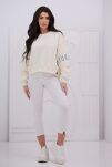 NATURAL SIDE BLUZA PUDEŁKOWA Z LOGO NA RĘKAWIE ŚMIETANA - 3