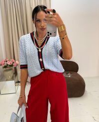 LA MILLA SWETER NA GUZIKI NIEBIESKI