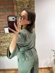LARS FASHION KOMPET DAMSKI Z WIĄZANIEM W PASIE OLIWKA/SZAŁWIA - 3