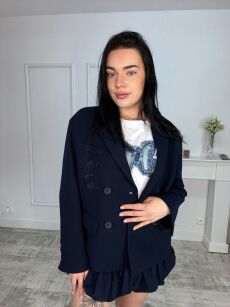 BY O LA LA...! DWURZĘDOWA MARYNARKA Z HAFTOWANYM "B" GRANAT