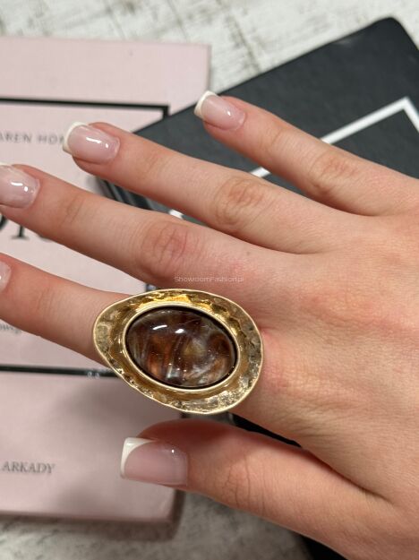 PIERŚCIONEK Z KAMIENIEM SPARKLING EYE BRĄZ/ZŁOTO