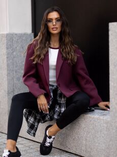 BY O LA LA! MARYNARKA DRESOWA JEDEN GUZIK BORDO (BLACK CHERRY)