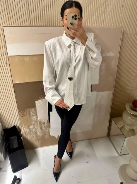 LA MILLA KOSZULA Z KRAWATEM W PASY BIAŁA