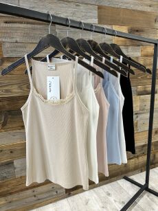 BY O LA LA...! BLUZKA TOP/BOKSERKA Z KORONKĄ BIAŁA