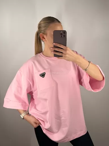 LA MILLA BLUZKA T-SHIRT TRÓJKĄTNE LOGO RÓŻ