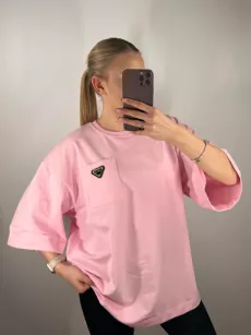 LA MILLA BLUZKA T-SHIRT TRÓJKĄTNE LOGO RÓŻ