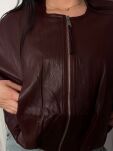 KRÓTKA KURTKA BOMBER Z ECO SKÓRY JOY BORDO - 3
