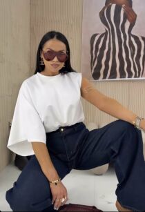 LA MILLA BLUZKA T-SHIRT JEDEN RĘKAW BIAŁA