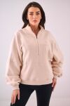 NATURAL SIDE BLUZA ZE STÓJKĄ I SUWAKIEM BEŻ - 2