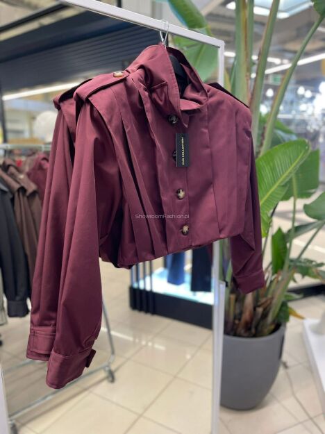 EMO KRÓTKI TRENCZ ZE STÓJKĄ BORDO