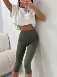 EMO LEGGINSY RYBACZKI Z WYSOKĄ GUMĄ KHAKI - 2