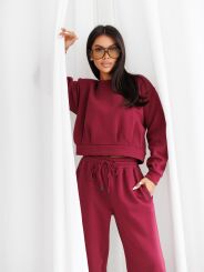 BY O LA LA!  BLUZA Z MARSZCZENIEM Z TYŁU BORDO (MERLOT)