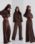BY O LA LA...! KOMPLET BLUZA + SPODNIE WIDE LEG ALICE CZEKOLADA (CHOCOMUS) - 2