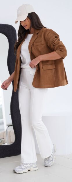 BY O LA LA...! ZAMSZOWA MARYNARKA OVERSIZE KARMEL