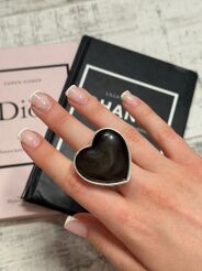 PIERŚCIONEK Z KAMIENIEM BLACK HEART CZERŃ/SREBRO