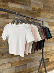 BY O LA LA...! KRÓTKA PRĄŻKOWANA BLUZKA T-SHIRT HEART RÓŻ