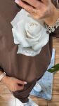 BY O LA LA! BLUZA Z RÓŻĄ CZEKOLADA - 5