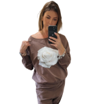 BY O LA LA! BLUZA Z RÓŻĄ CZEKOLADA - 6