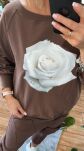 BY O LA LA! BLUZA Z RÓŻĄ CZEKOLADA - 4