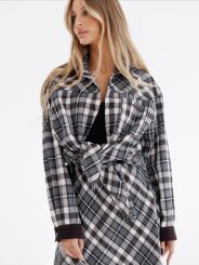 BY O LA LA! KOSZULA W KRATĘ AUTUMN SZARA