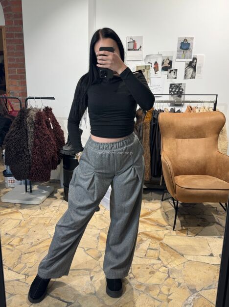 EMO SPODNIE WIDE LEG JODEŁKA SZAROŚĆ/CZERŃ