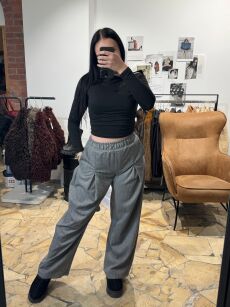 EMO SPODNIE WIDE LEG JODEŁKA SZAROŚĆ/CZERŃ