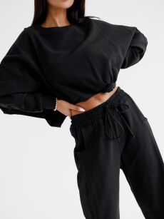 BY O LA LA! ASYMETRYCZNA BLUZA OVERSIZE RÓŻA CZARNA