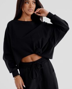 BY O LA LA! ASYMETRYCZNA BLUZA OVERSIZE RÓŻA CZARNA