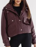 BY O LA LA! KURTKA BOMBER Z ECO SKÓRY BORDO (MERLOT) - 3