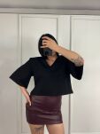 LA MILLA SPÓDNICA MINI Z ECO SKÓRY BORDO - 3