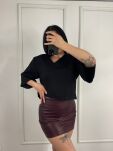 LA MILLA SPÓDNICA MINI Z ECO SKÓRY BORDO - 4