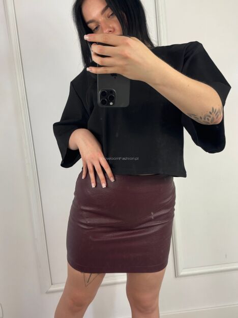 LA MILLA SPÓDNICA MINI Z ECO SKÓRY BORDO
