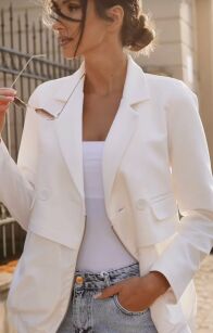 BY O LA LA...! KURTKA MARYNARKA Z ORTALIONEM OFF WHITE