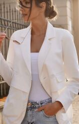 BY O LA LA...! KURTKA MARYNARKA Z ORTALIONEM OFF WHITE