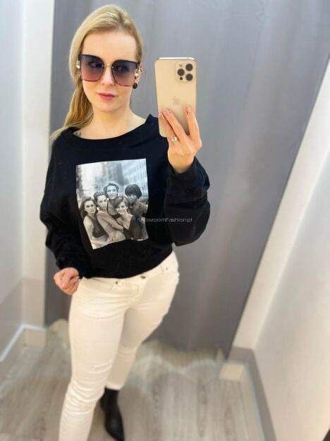 BY O LA LA! DRESOWA BLUZA FOTO CZARNA I