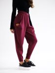 BY O LA LA...! SPODNIE HIGH WAIST Z WYCIĘCIAMI MERLOT (BORDO) - 2